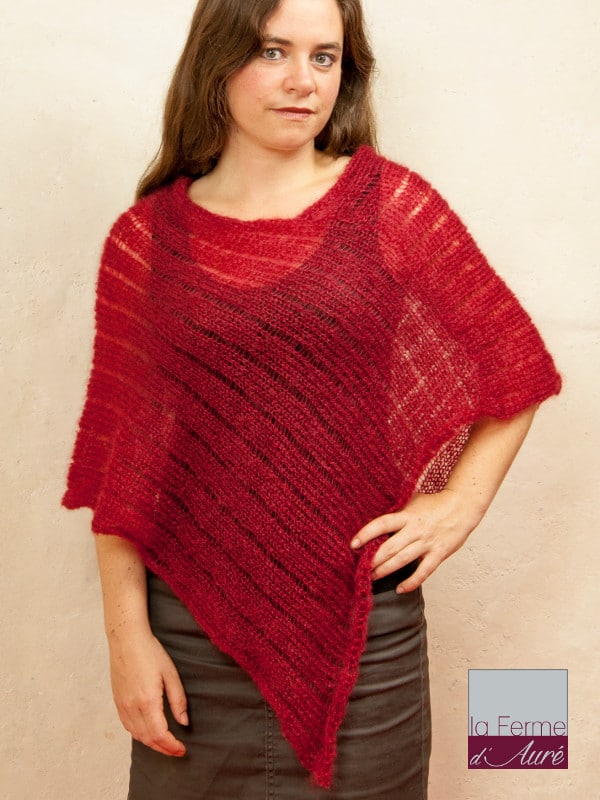 Modele tricot poncho en mohair et soie