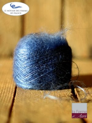 laine mohair et soie bleu pacifique fil Plume - Mohair des Fermes de France