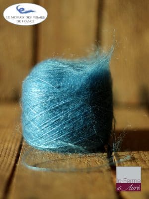 laine mohair et soie bleu bleuet fil Plume - Mohair des Fermes de France
