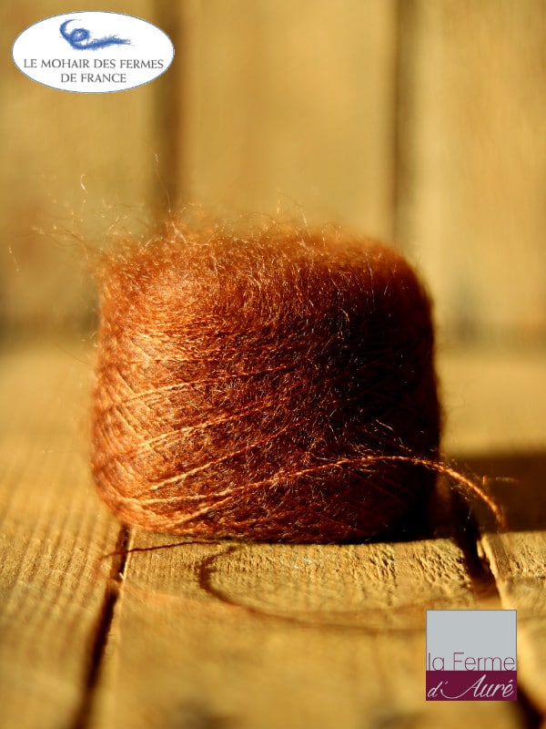 laine mohair et soie canelle fil Plume - Mohair des Fermes de France