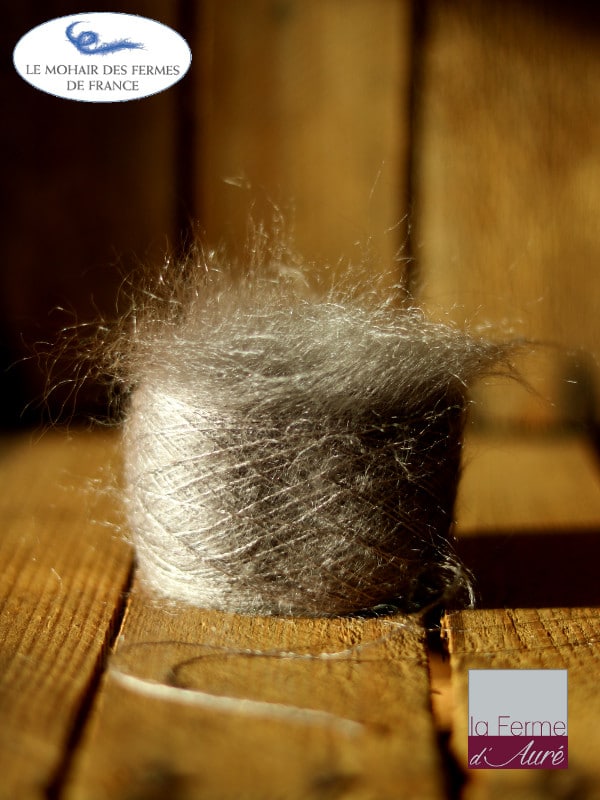 laine mohair et soie gris hibou fil Plume - Mohair des Fermes de France