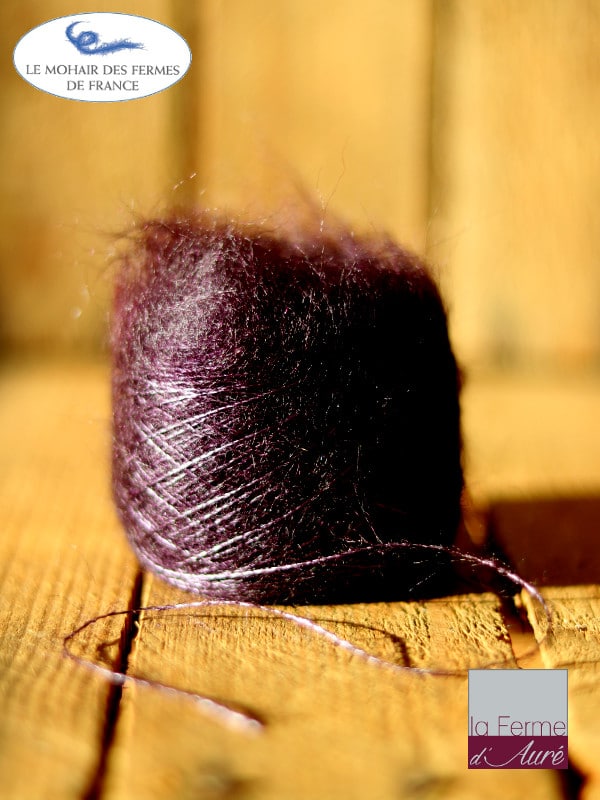 laine mohair et soie prune fil Plume - Mohair des Fermes de France