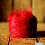 laine mohair et soie rouge fil Plume - Mohair des Fermes de France