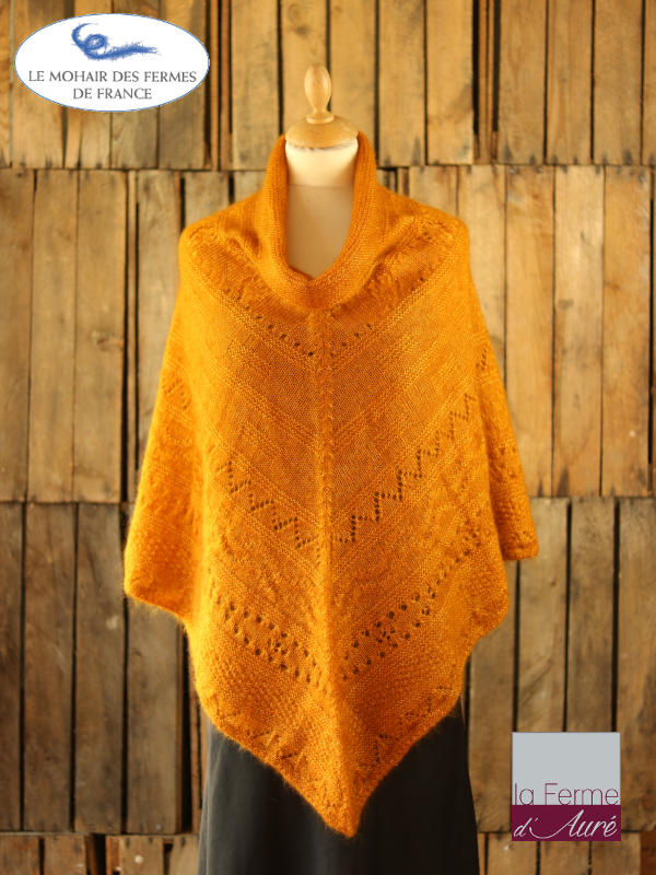 Poncho-femme-laine-mohair-ferme-aure-jaune-1