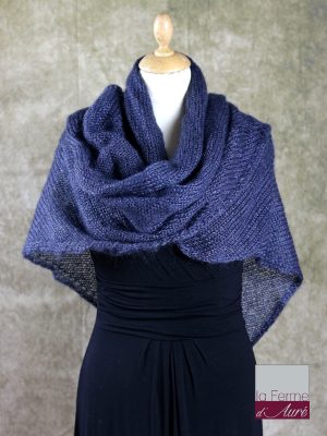 Chale mohair et soie Gris Ardoise - Mohair Ferme d'Auré -1