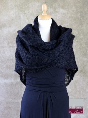 Chale mohair et soie Noir - Mohair Ferme d'Auré -1