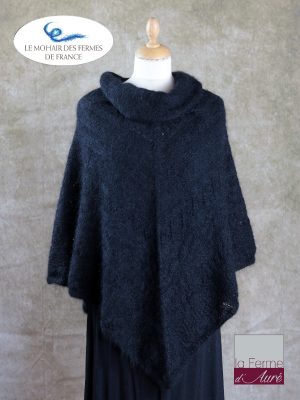 Poncho Mohair et Soie Noir modele Sik par la Ferme d'Auré - 1