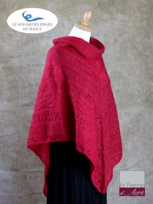 Poncho Mohair et Soie Rouge Rubis modele Sik par la Ferme d'Auré - 2