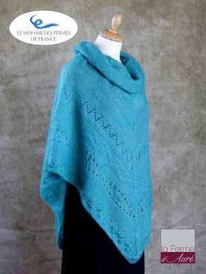 Poncho Mohair et Soie Turquoise modele Sik par la Ferme d'Auré - 2