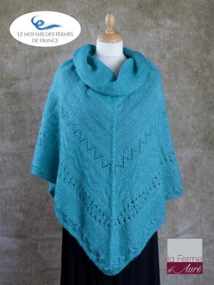 Poncho Mohair et Soie Turquoise modele Sik par la Ferme d'Auré