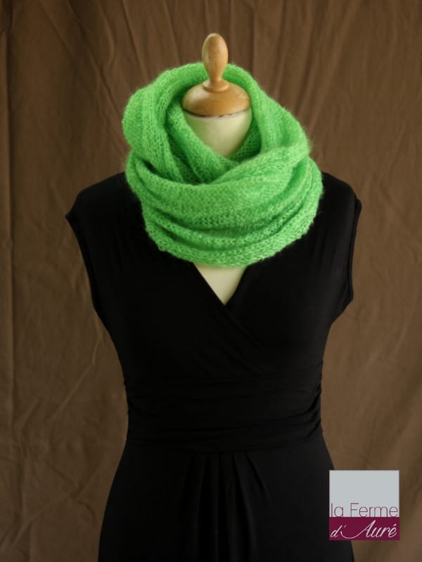 Snood laine Mohair et Soie Vert Pomme - Mohair des Fermes de France par la Ferme d'Auré