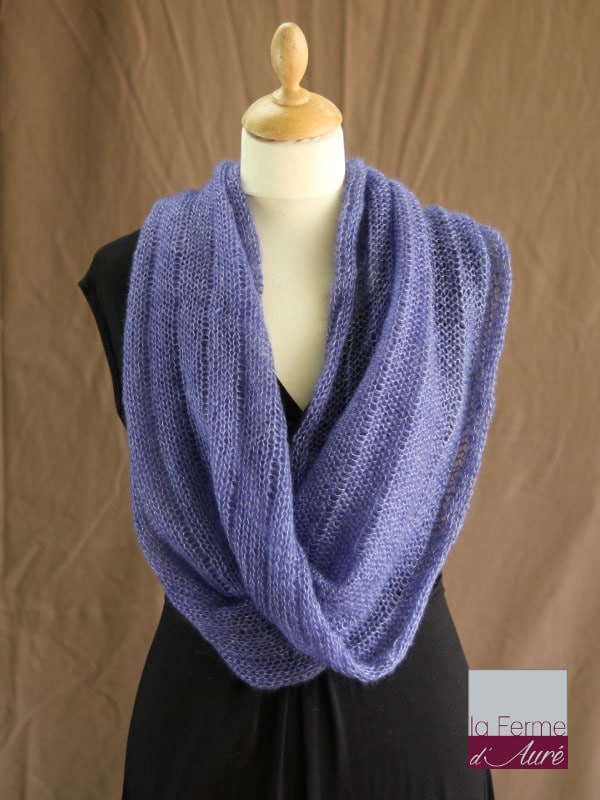 Snood laine Mohair et Soie Glycine - Mohair des Fermes de France par la Ferme d'Auré