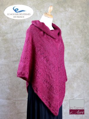 Poncho Mohair et Soie Bourgogne modele Sik par la Ferme d'Auré - 2