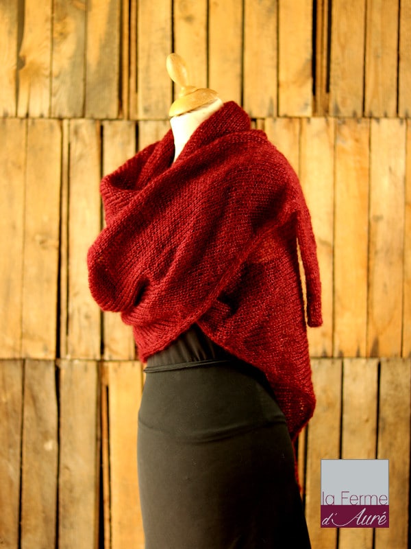 Chale Femme mohair et soie beaujolais - Mohair Ferme d'Auré