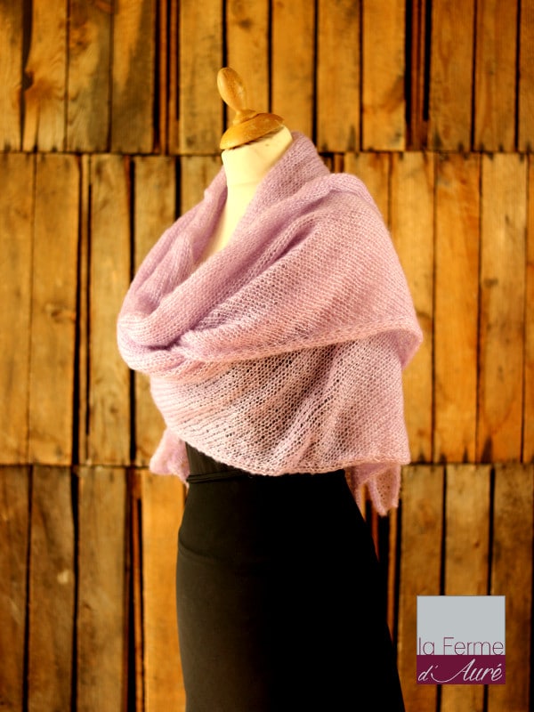 Chale Femme mohair et soie lilas - Mohair Ferme d'Auré