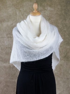 Chale mohair et soie ecru - Mohair Ferme d'Auré -4