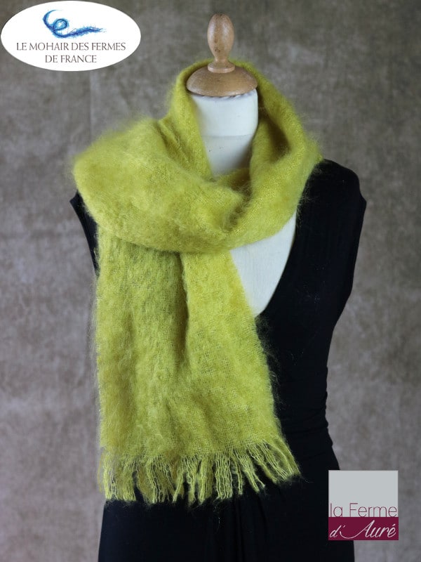 Echarpe mohair et soie absinthe Petit modele - Mohair Ferme d'Auré