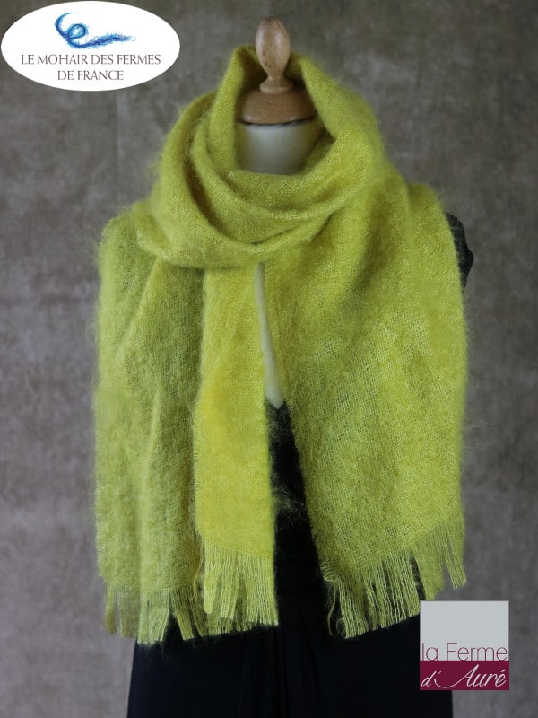 Grande Echarpe mohair et soie absinthe - Mohair Ferme d'Auré