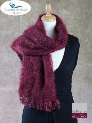 Echarpe mohair et soie beaujolais Petit modele - Mohair Ferme d'Auré