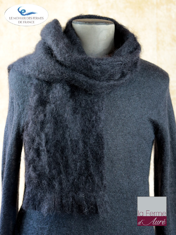 Echarpe Mohair Homme Noir 1,40m