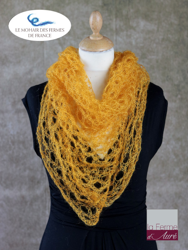 Echarpe mohair et soie foulard jaune soleil par la Ferme d'Auré