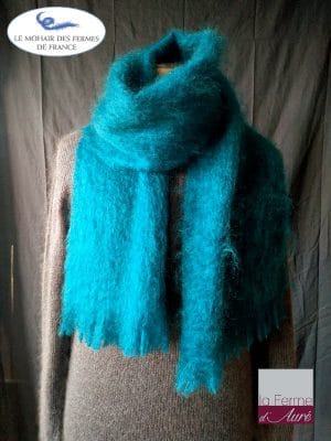 Echarpe chaude laine Homme Bleu - Mohair et soie