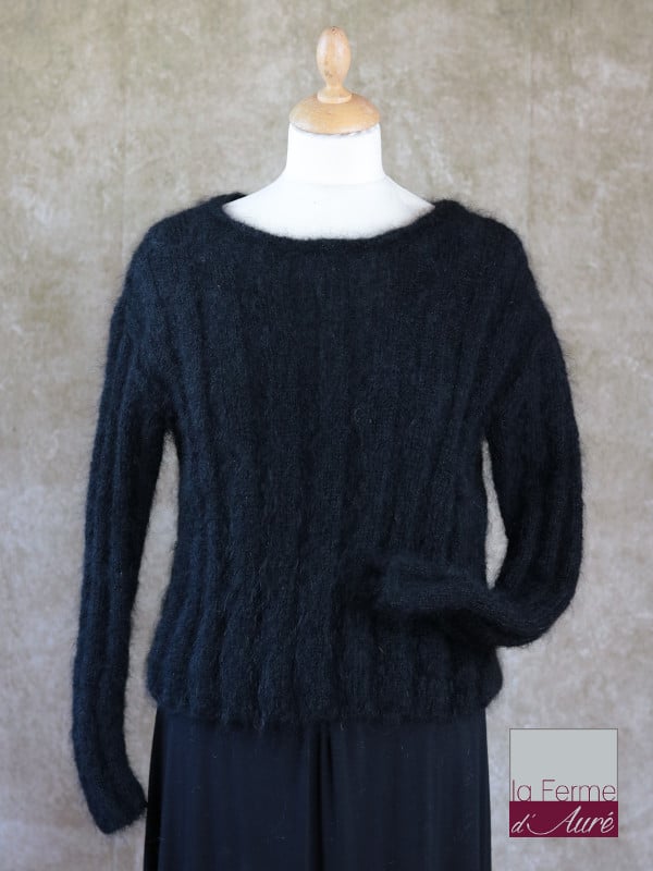 Pull Mohair et Soie Femme Noir, modele Nairobi