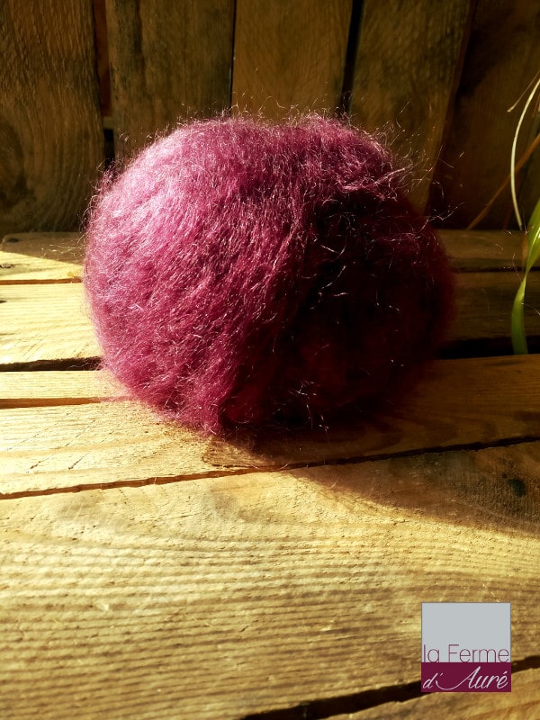 Pelote pure Laine Mohair Prune par la Ferme d'Auré