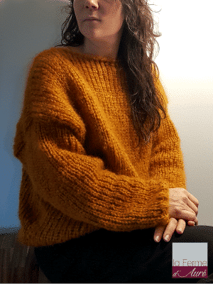 Pull femme en laine angora tricoté main made in France Ludivine