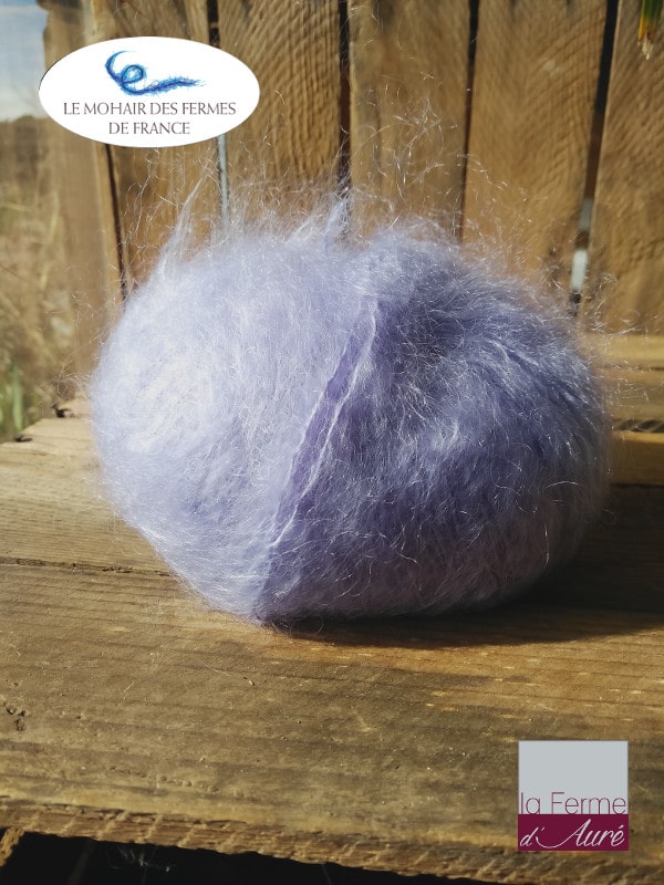 Pelote pure Laine Mohair Lilas par la Ferme d'Auré