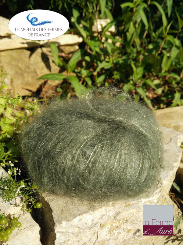Pelote Mohair et Soie Kaki - Mohair des fermes de France
