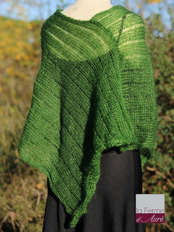 poncho mohair soie vert bouteille ferme d'auré 2