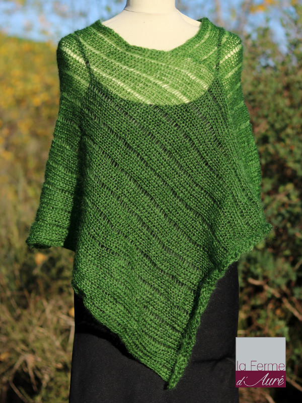 poncho mohair soie vert bouteille ferme d'auré