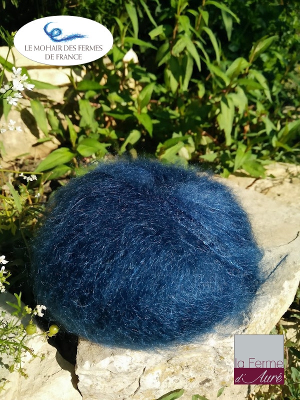 Laine Mohair et Soie Bleu Nuit - Mohair des fermes de France