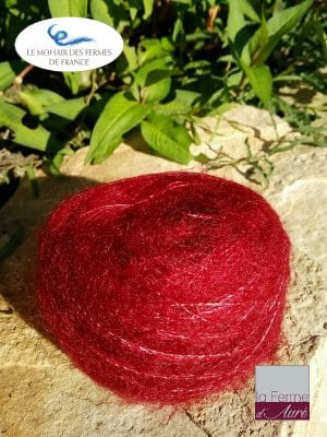 Mohair et Soie rouge Grenade Fil Plume - Mohair des fermes de France