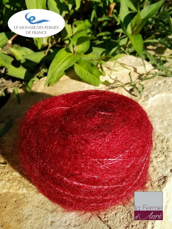 Mohair et Soie rouge Grenade Fil Plume - Mohair des fermes de France