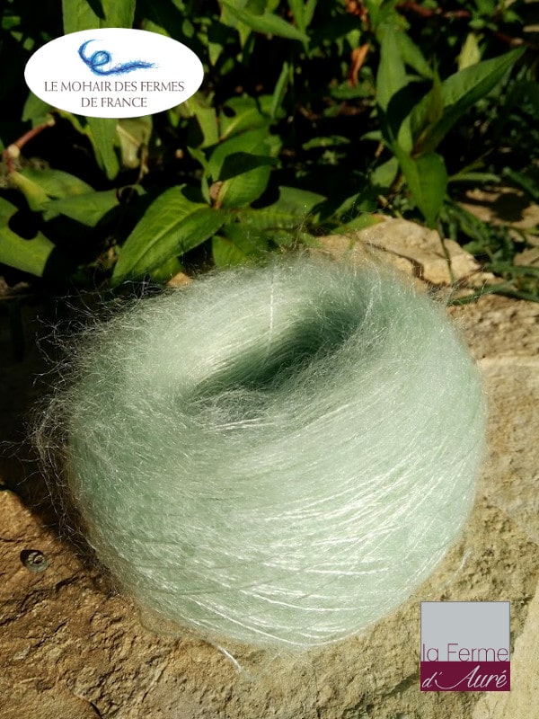 Mohair et Soie Vert Pastel Fil Plume - Mohair des fermes de France