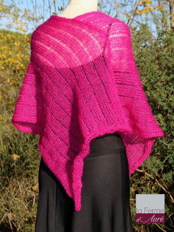 poncho mohair soie rose thyrien ferme d'auré 2