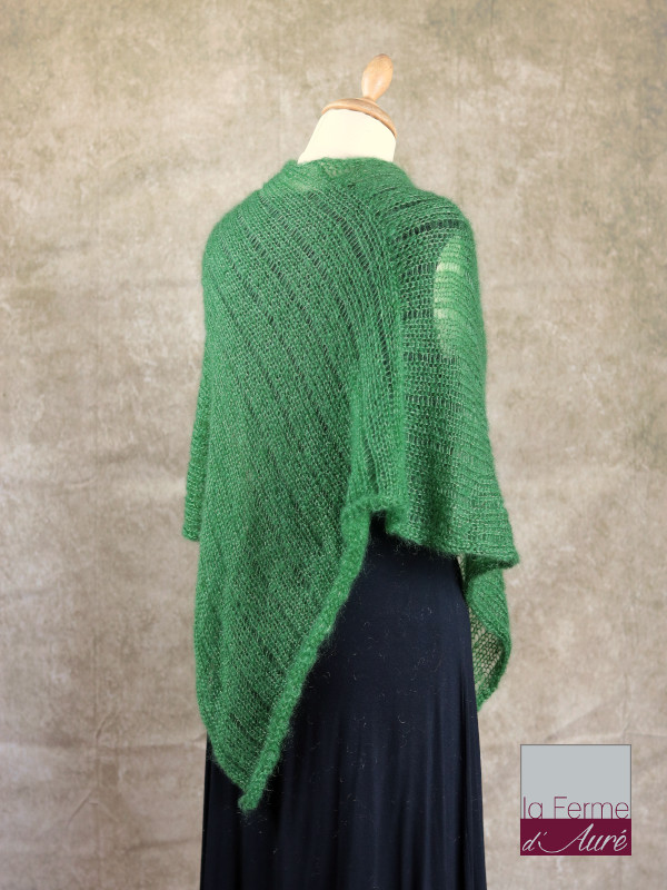 Poncho Mohair Soie Riviera coloris Vert Bouteille par la Ferme d'Auré - 3