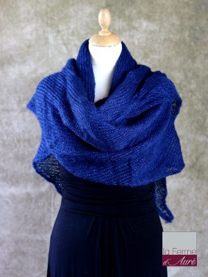 Chale mohair et soie Bleu Nuit - Mohair Ferme d'Auré -1