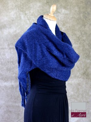 Chale mohair et soie Bleu Nuit - Mohair Ferme d'Auré -2