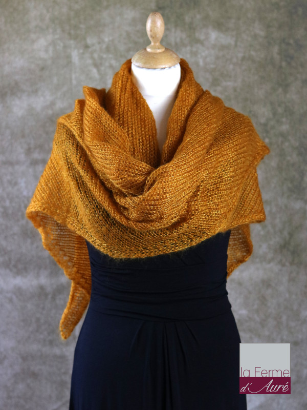 Chale mohair et soie Jaune Maïs - Mohair Ferme d'Auré -1