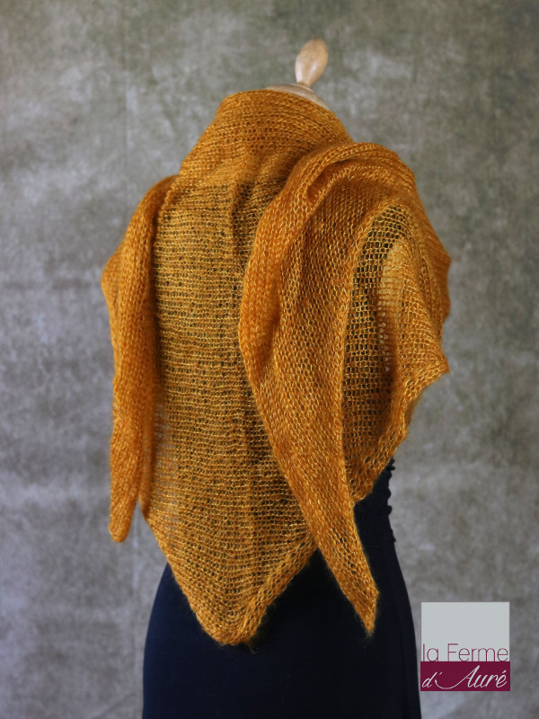 Chale mohair et soie Jaune Maïs - Mohair Ferme d'Auré -3