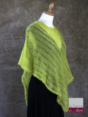 Poncho Mohair Soie Riviera coloris Jaune Absinthe par la Ferme d'Auré - 2