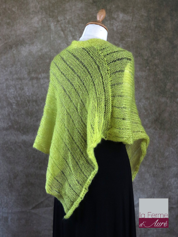 Poncho Mohair Soie Riviera coloris Jaune Absinthe par la Ferme d'Auré - 3