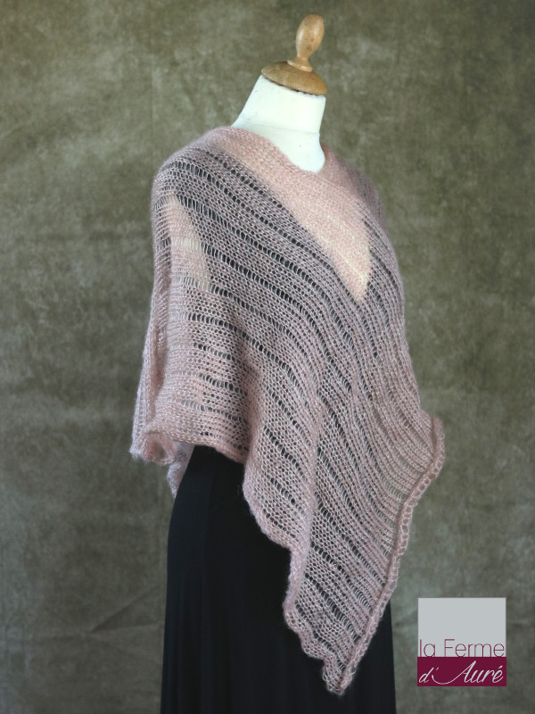 Poncho Mohair Soie Riviera coloris Beige Rosé par la Ferme d'Auré - 2