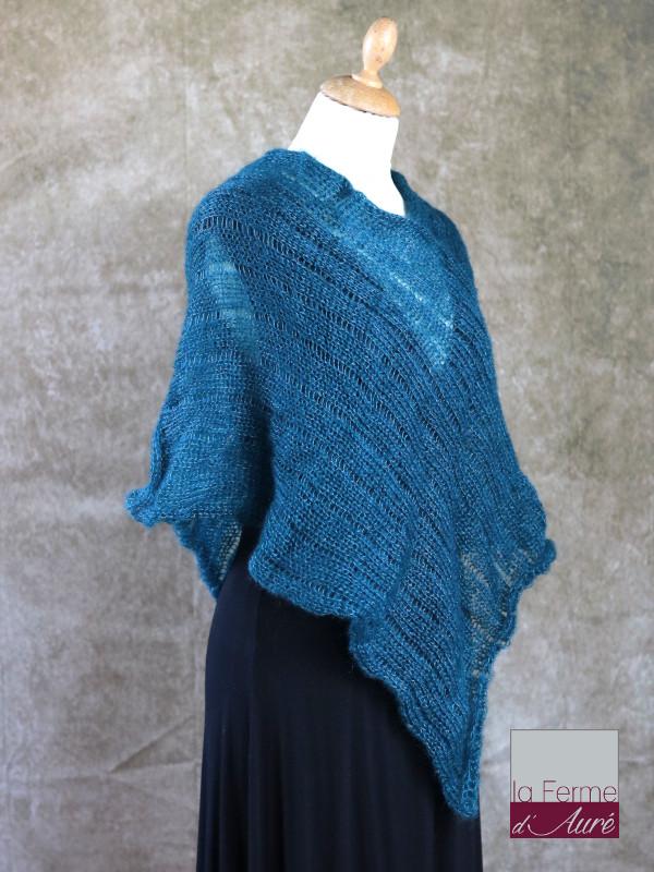 Poncho Mohair Soie Riviera coloris Col Vert par la Ferme d'Auré - 2