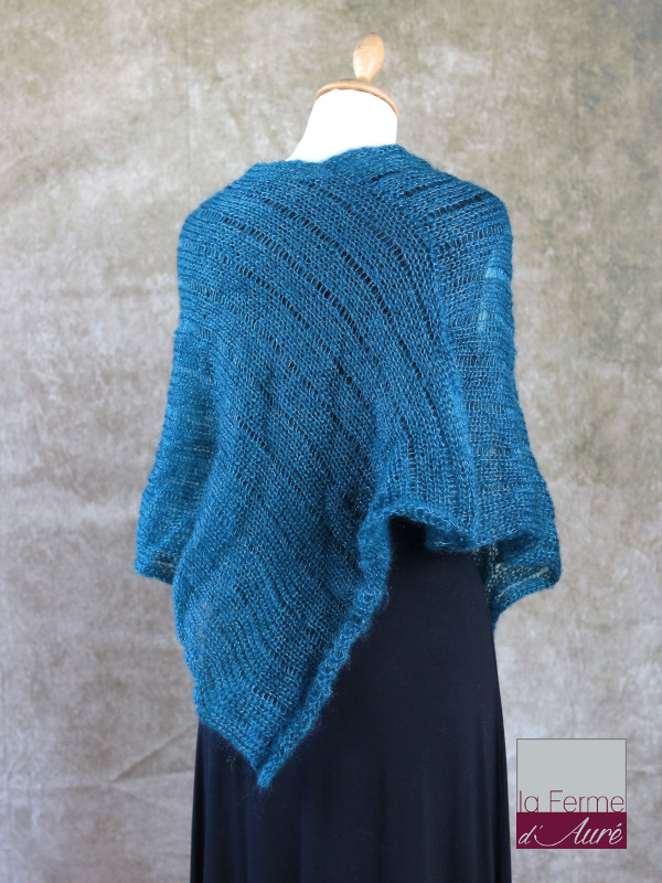 Poncho Mohair Soie Riviera coloris Col Vert par la Ferme d'Auré - 3