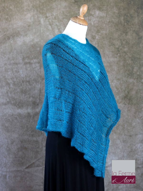 Poncho Mohair Soie Riviera coloris Lagon par la Ferme d'Auré - 2