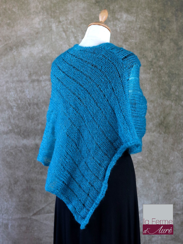 Poncho Mohair Soie Riviera coloris Lagon par la Ferme d'Auré - 3